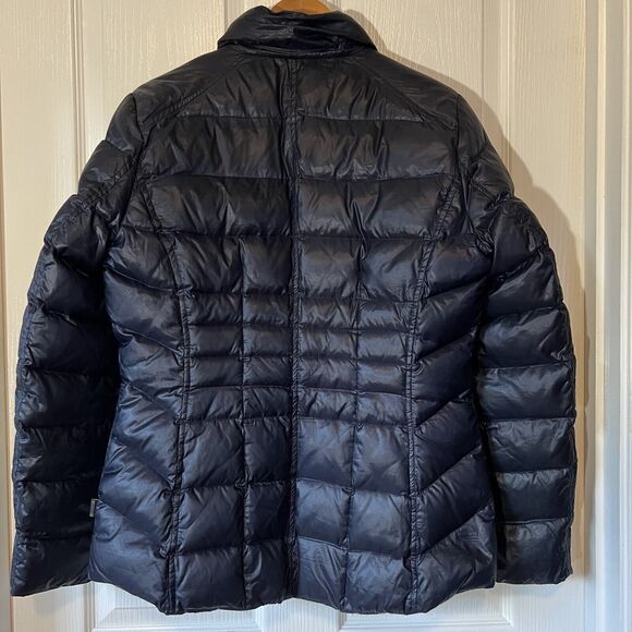 Andrew Marc Puffer 650 fill Down Jacket Coat Packable Women M Navy Black - Picture 2 of 16